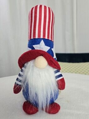 Patriotic Red, White & Blue Plush Gnome Figurine